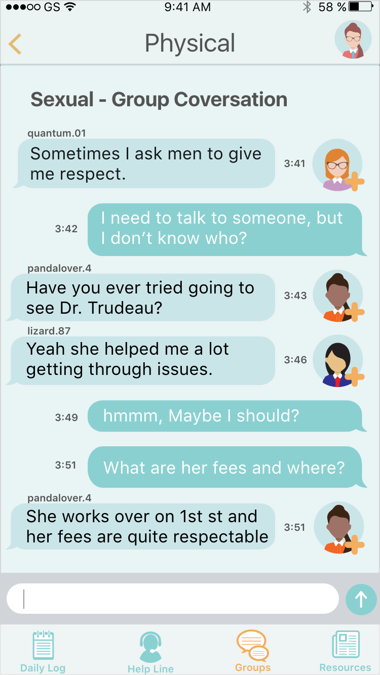 Gendersafe Group Conversation Screen